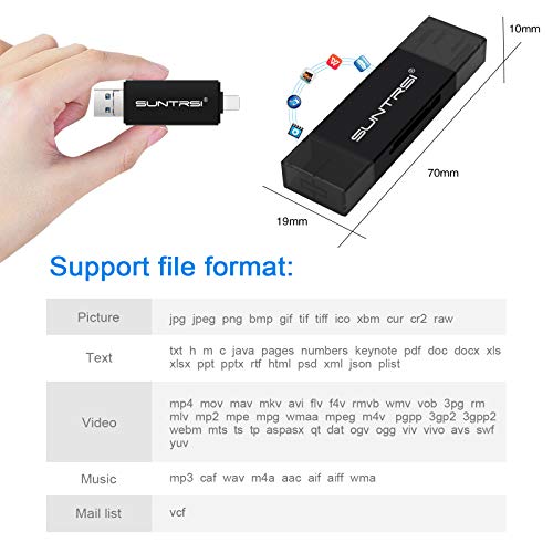 suntrsi TF/SD Card Reader compatible with iPhone/OTG Android/Computer, Micro SD Card Reader compatible with iPhone/iPad Charging,Compatible to SD Card Camera Adapter "x disk" - Thumbnail 7