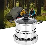 XRDSHY 20cm Spirituskocher Mit Topf Innenraum Campingkocher, Camping-Spiritus Kocher Für Draussen Picknick Feuerkessel, Kein Strombedarf Im Wilden Kleinen Topf Kann Zum Camping Und Innenraum,20cm