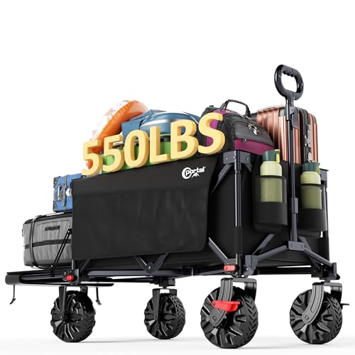 Image of Portal 300L Large Wagons Carts Foldable with Tailgate, 550LB Heavy-Duty Collapsible Beach Wagon with All-Terrain Wheels, Oversized Folding Wagon for Camping, Sports, and Pets | Large Heavy-Duty Collapsible Beach Wagon with All-Terrain Wheels, Oversized Folding Wagon for Camping, Sports and Pets