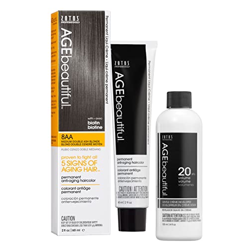 Image of AGE beautiful Permanent Hair Color Cream, 100% Gray Coverage Hair Dye with Biotin Anti-Aging Formula for Fuller, Thicker Hair, Professional Salon Quality