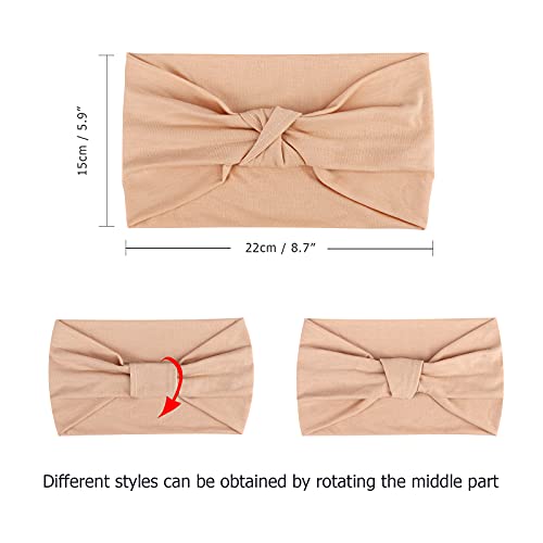 Image of DRESHOW 4 Pack Turban Headbands for Women Wide Vintage Head Wraps Knotted Cute Hair Band Accessories
