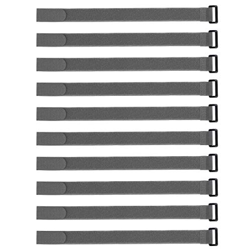 uxcell 10pcs Hook and Loop Straps, 1-inch x 16-inch Securing Straps Reusable Fastening Cable Tie (Gray)