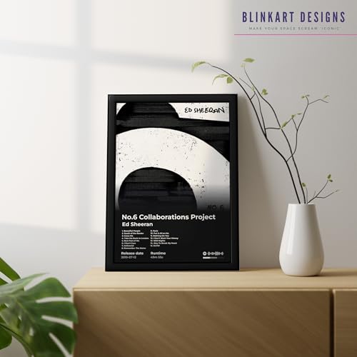 Image of BLINKART ED SHEERAN- No.6 Collaborations Project Wall Photo Frames | Wall Art for Bedroom, Living Room, Studio or Office | Album Cover Print with Spotify Song Link QR Code | Gift for Fans - 8x12 In