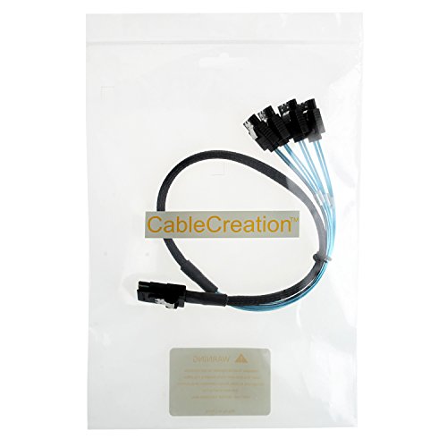 Cablecreation [Reversed Cable Mini Sas 36Pin (Sff-8087) Male To 4 Sata 7Pin Female Cable, Mini Sas (Target) To 4 Sata (Host) Cable, 0.5M, 1.6 Feet #TOP3