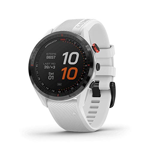 Image of Garmin Approach S62 GPS Golf Smartwatch, Battery upto 14 Days, 41k Pre-Loaded GolfCourse, Virtual Caddie, Wind Speed & Direction, Pin Pointer, Hazard View,Swing Tempo, 24 /7 HR with White Band
