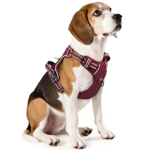 Image of HEELE Dog Harness for Medium Dogs No Pull Dog Vest Harness with Soft Padded Handle Reflective for Outdoor Training, Burgundy Red, M