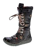 tma stiefel  Damen Leder Winter Comfort Stiefel gefüttert echt Leder Schuhe TMA 7086 Neu Schwarz-Grau Gr. 38