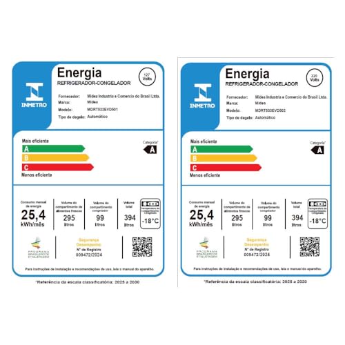 Geladeira Frost Free Duplex 394L Inverter Cor Prata Midea #4