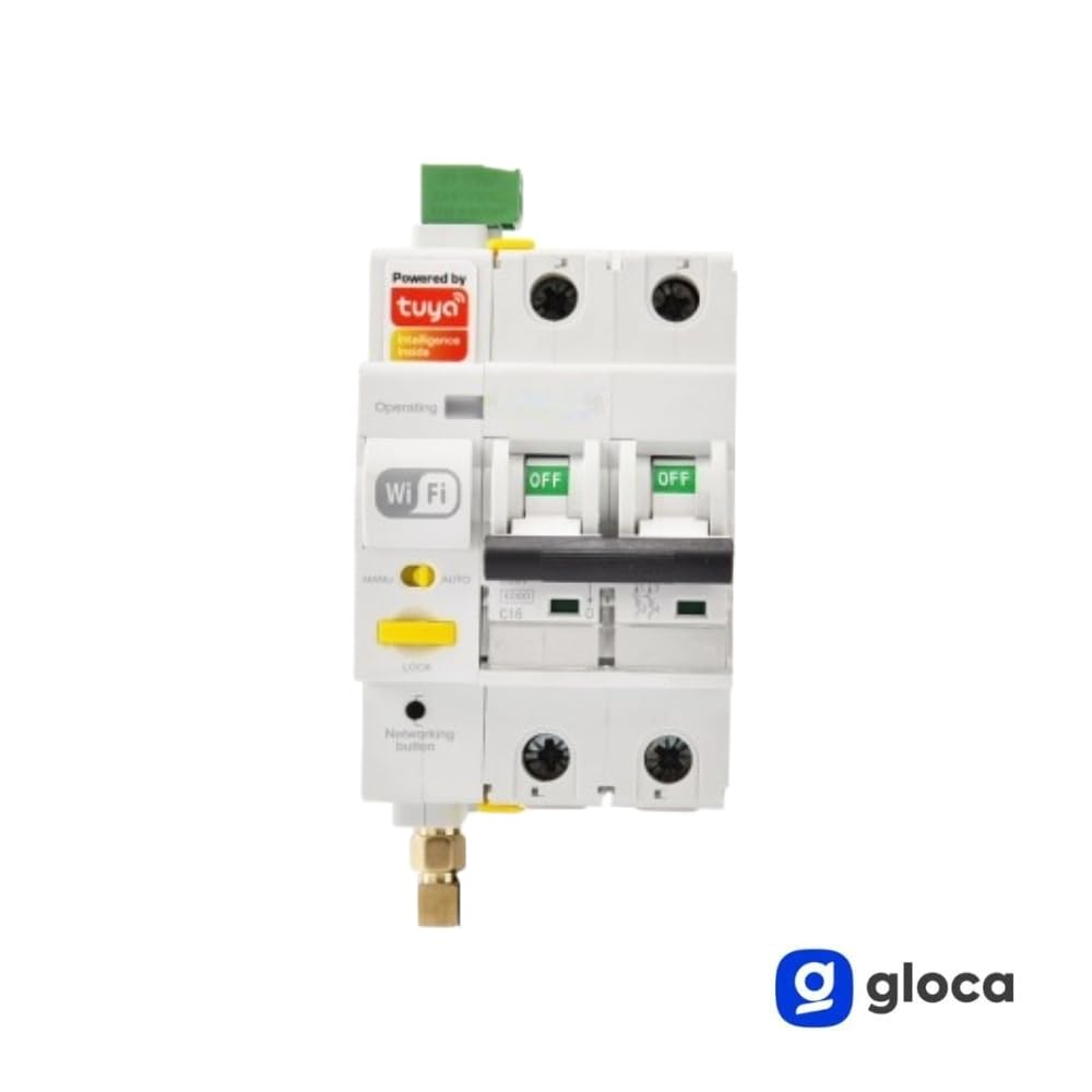 gloca Interruttore Magnetotermico Wi-Fi Smart Con App Tuya Smart Riarmo Automatico Tramite APP 3M 2P 16A 220V