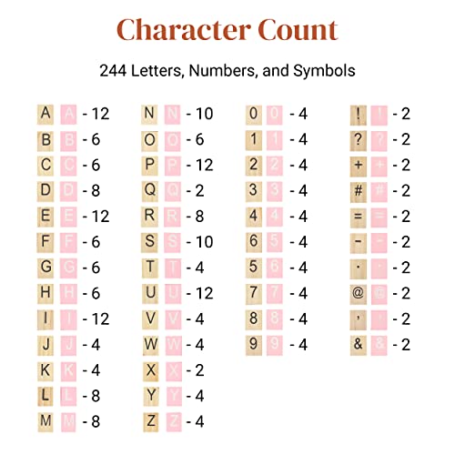 Stiles Wood Tile Letter Board Set And Premium Letter Set Bundle, 23.6" X 17.7" Wooden Message Board With 122 Letters And Numbers, 92 Changeable Crossword Tiles, Walnut And Baby Pink #TOP2