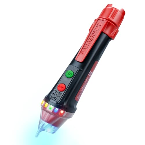 RANGERHINO Dual Range Non Contact Voltage Tester, 12-1000V AC Pen, Voltage Tester?Flashlight, Buzzer Alarm for Live/Null Wire Judgment, Wire Breakpoint Finder - Black