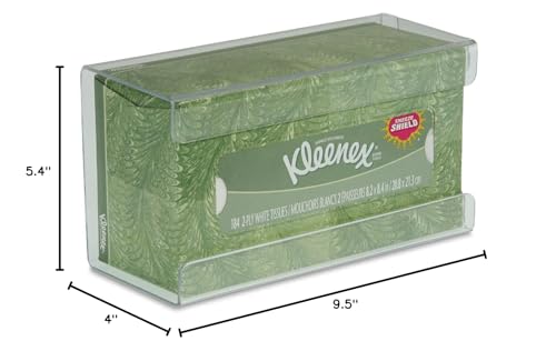 TrippNT 51234 Plastic Wall Mountable Tissue Box Holder, 9-5/8" Width x 5-1/4" Height x 3-7/8" Depth, Medium, Clear