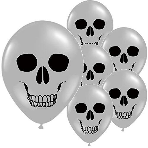 Image of HK balloons 30Pcs Halloween Skull decorations Items For Printed Balloons Skull Themed Pumpkin White Balloons Set for Halloween Celebration Party Decoration Balloons