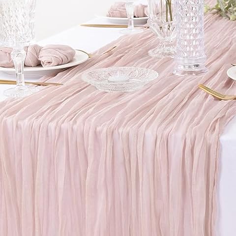 DeZerlor Dusty Pink Cheesecloth Table Runner Cover