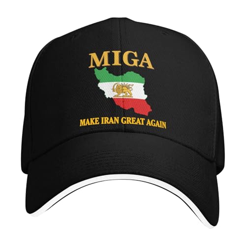 Make Iran Great Again Hat for Men Women Baseball Caps Miga Trucker Cap Irans Lion and Sun Flags Hat Curved Brim Adjustable Iranian Flags with Lions Baseballs Hats Unisex Iran Hat Accessories