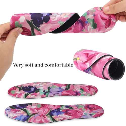 Image of 3 Pair Womens No Show Socks Anti-Odor Sockless Shoe Insert Size 6-9 | Thin Shoe Insoles,Breathable,Comfort Barefoot Shoe Liner,Machine Washable,Moisture Control,Cute,Everyday Insole,Floral Print