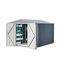 8X12FT Outdoor Metal Storage Shed, Lockable Weatherproof Garden Shed for Tools & Equipment, Durable Galvanized Steel with Sloping Roof & Ventilation, Ideal for Backyard, Patio & Garage Storage, Grey