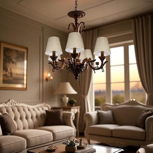 6Pcs Fabric Lampshades Set of 6 Fabric Light Shades Clip on Bulb Chandelier Ceiling Clip Lampshades 5.5x5.2x3.5inch Small Wall Lamp Shade - Image 5