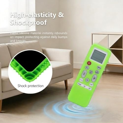 Image of Silicone Cover Compatible with LG Smart /Dual Inverter Air Conditioner Remote Control, Shockproof, Stylish, Easy to find in Darkness - Glow in Dark Green-2