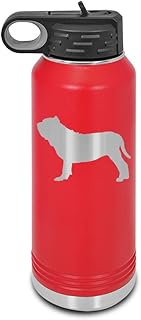 Neapolitan Mastiff Laser Engraved Water Bottle Customizable Polar Camel Stainless Steel with Straw - Dog Canine pet Red 32 oz