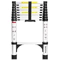 BOCOM 8.5 FT Aluminum Telescoping Ladder, Lightweight Multi-Purpose Collapsible Extension with 2 Triangle Stabilizers, Heavy Duty 330 lbs Max Capacity, Ideal for Home, RV, and Outdoor Work Silver