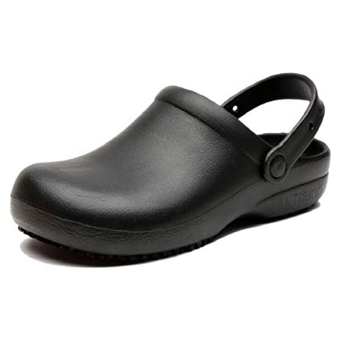 INiceslipper Unisex Anti-Slip Chef Clog Oil Water Resistant Work Shoes Beach Shoes (10/11US/43) Black Cover
