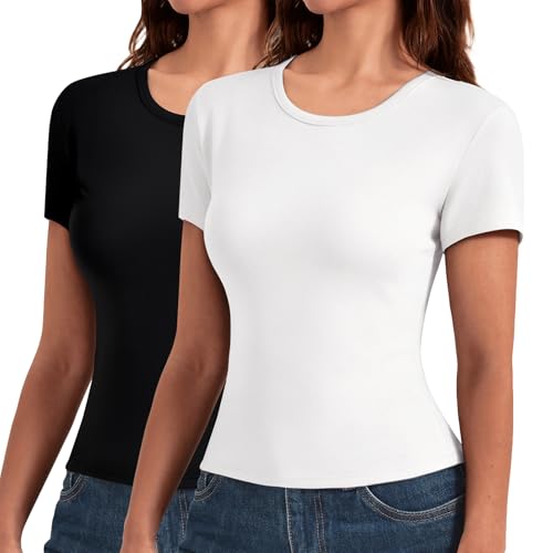Leafigure 2 Pack Womens Basic Tees T Shirts - image 1
