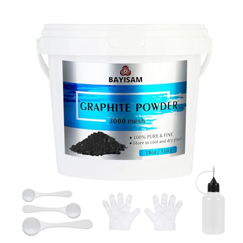 Image of Pure Graphite Powder,3000 Mesh Microfine Dry Graphite Powder Lubricant for Locks, Bearings,Reels,Sketches, Paintings (18oz /510g)