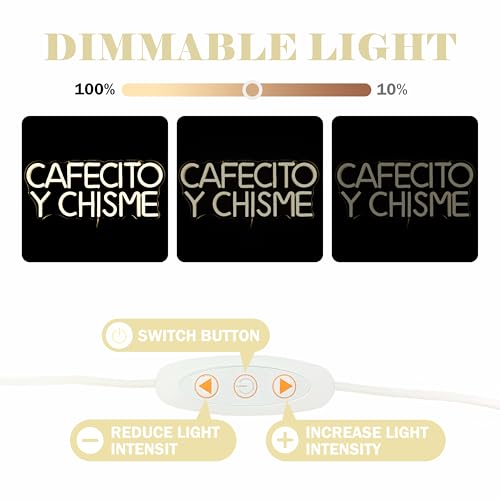 Image of Funny Cafecito Y Chisme Neon Sign for Wall Decor Dimmable Cafecito Y Chisme Sign Mexican Gifts for Women Led Neon Light Sign for Bedroom Coffee Lover Gifts Home Kitchen Decoration