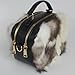 Luxury Genuine Nordic Fox Fur Small Square Handbag, Leather Purse with Detachable Crossbody Strap, Elegant and Fashion (Marble Gray)