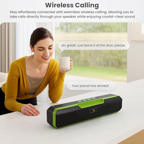 Image of OOGE Vibebox 7000 Bluetooth Speaker, 15W Portable Wireless Speaker with TWS Connection, Type-C Charging, AUX Input, FM Radio, USB & TF Card Support, 8H Playtime (Movie,Music Modes) (Green)