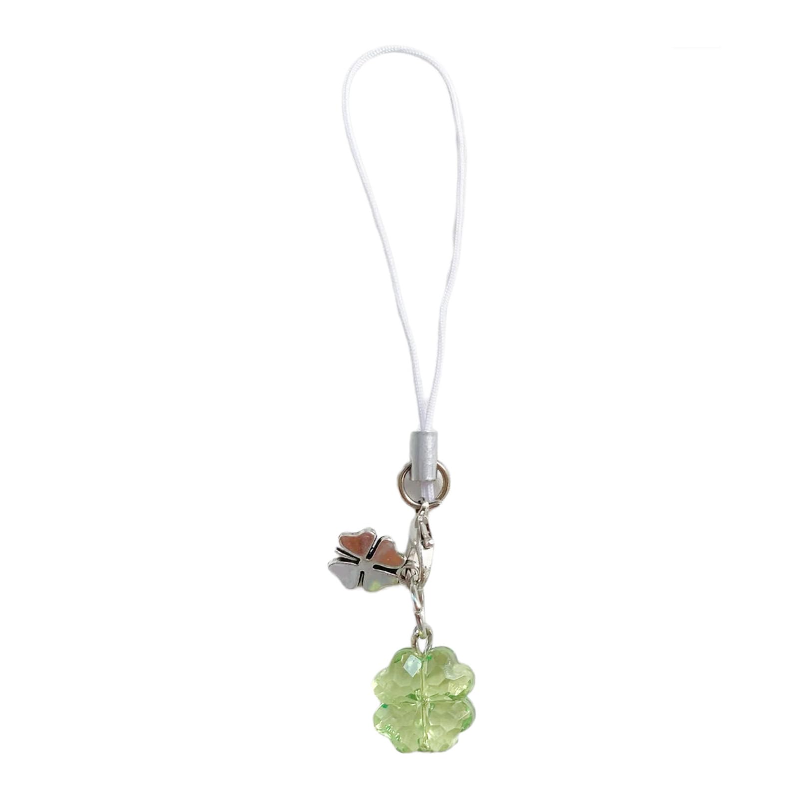 NEWFT Fashionable Four Clovers Phone Charm Sturdy Acrylic Alloy Keychain Portable Phone Pendant for All Ages Adults