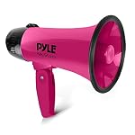 Pyle Silver Megaphone Speaker Siren Bullhorn - 20W Power, Compact & Portable, Includes Mic & Battery Operated w/Pink Megaphone Speaker Siren Bullhorn, Both w/ 2 Modes, PA Sounds & Foldable Handles - Image 2