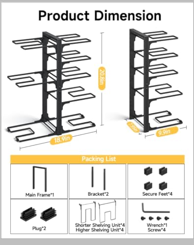 Image of MUDEELA 8-Tier Pots and Pans Organizer under Cabinet, 20.8 inch H Heavy Duty