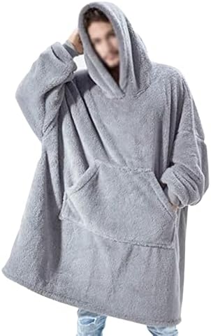 TRISTIN Thicken Sherpa Fluffle Sweatshirt Blanket Warm Cozy Oversized Wearable Pocket Hoodie for Women Men and Teens