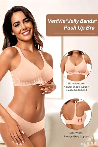 Image of Vertvie Womens Seamless Jelly Bras No Underwire Comfort Push Up Bras Buttery Soft Wireless Bralette Full Coverage Sports Bra