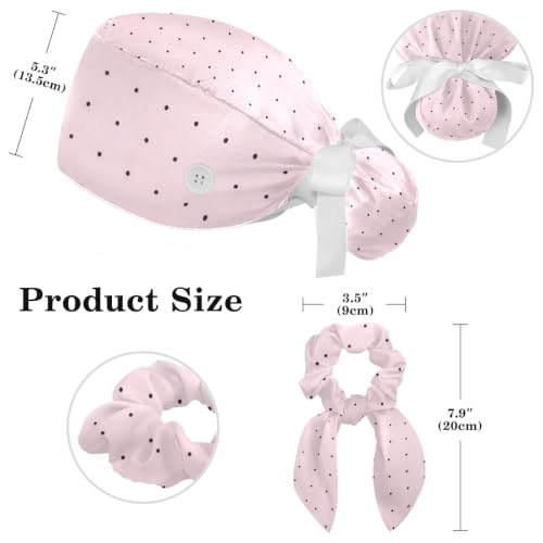Image of Butterfly Scrub Cap Women with Ponytail & Buttons Adjustable Surgical Nurse Hat with Cotton Sweatband for Long Hair