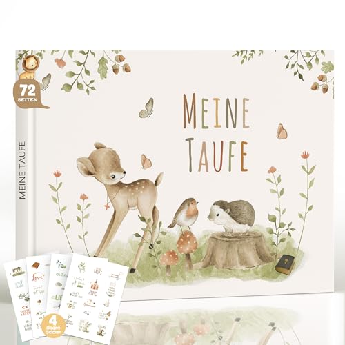 Hyggartn Mein Taufbuch mit Fragen zum Ausfüllen Gästebuch & Erinnerungsalbum für Mädchen & Jungen 72 Seiten inkl. Sticker Schönes Taufgeschenk