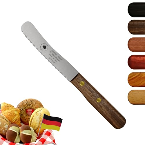 PIKAS - Solingen Messer mit Wellenschliff, Walnuss Holzgriff...