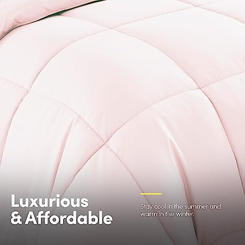 California King Comforter Set - Soft & Breathable 7-Piece Bedding Collection - 1 Comforter, 1 Fitted Sheet, 1 Flat, 4 Pillowcases - Deep Pocket - Premium Quality - Ideal for All Seasons, Pale Pink