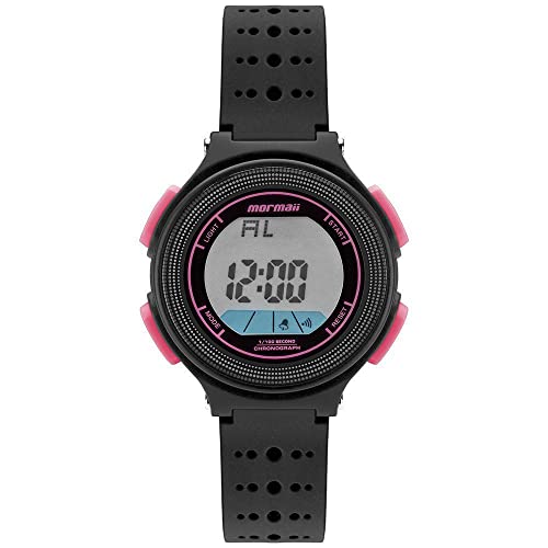 Relógio Mormaii , Detalhes Rosas e Pulseira Polímero Preto