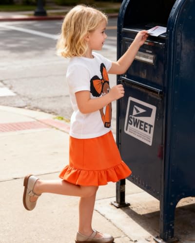 Image of Kids Toddler Girl Summer Clothes Letter Printed T-Shirt Top+ Floral Skirt 2pcs Girl's Skirt Set