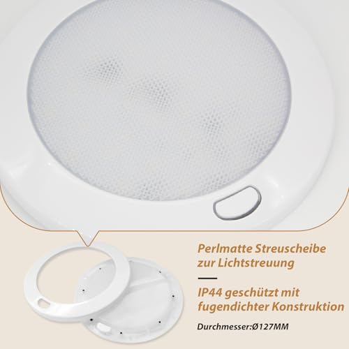Dream lighting LED Deckenleuchte Dimmbar 12v Wohnmobil Wohnwagen Boot Innen Deckenlampe Flach mit Memory-Funktion IP44 12,7CM Warmweiss