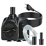 SongLong Pompe de Fontaine Ultra Silencieuse 16W 800 L/H | Câble 3m | Idéale pour Fontaine de Jardin, Bassin, Installations Hydroponiques