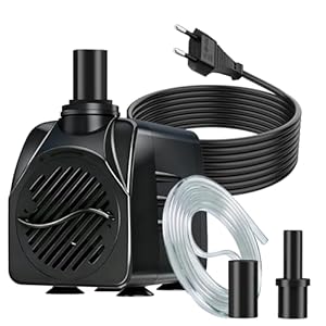 SongLong Ultra-Leise Springbrunnenpumpe 16W 800L/H 3m Kabel, Teichwasserpumpe mit Niedrigwasser-Abschaltung & Überhitzungsschutz, für Gart brunnen, Teich, Hydroponik-Anlagen