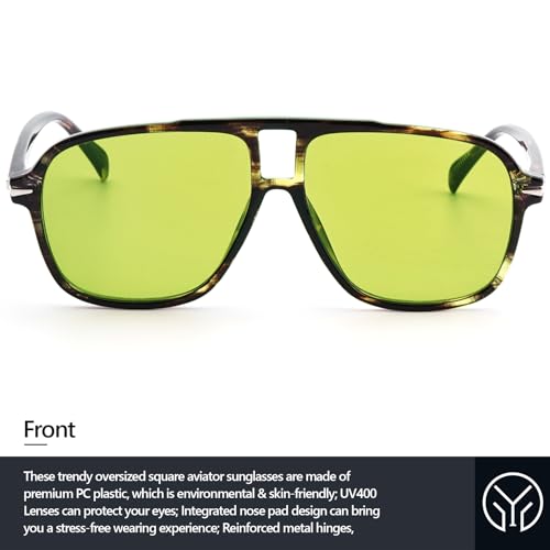 Retro Aviator Sunglasses for Women Men Trendy Oversized Square Aviator Sun Glasses 70s Vintage Shades2