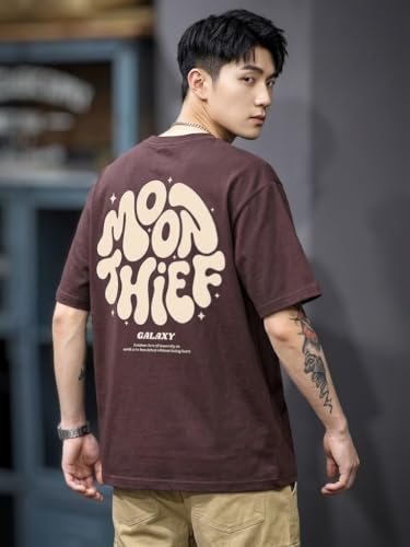 Image of SMOWKLY Men's T Shirt | Round Neck Half Sleeve Casual T Shirt for Men | Regular Fit Solid Graphic Tee | Breathable Summer Tees | Stylish Comfortable Streetwear Fashion for Men