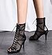 MINITOO Damen Latin Standard Tanzschuhe Mesh Abend Sandalen Stiefeletten Sommer Sexy Tanzstiefel L555 Schwarz EU 40