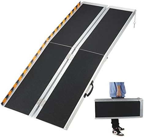 HABUTWAY 6FT Wheelchair Ramp Folding Aluminum Portable Non-Slip Ramps Holds Up to 800 lbs Utility Mobility Access Threshold Ramp Suitcase with Applied Slip-Resistant Surface Handicap Ramps