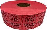 The Ticket GURU-Large Number Raffle 50/50 TICKETS-2000/ROLL (Red)